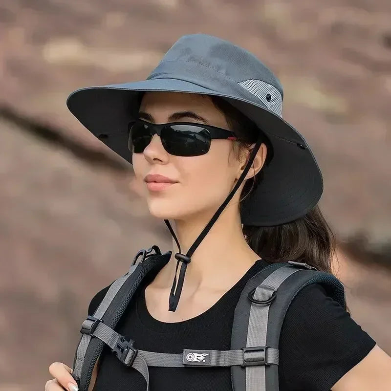 Summer Outdoor Sun Hat for Women Breathable Sun Hat Folding Sun Hat Female Ponytail Hole Fisherman Hat