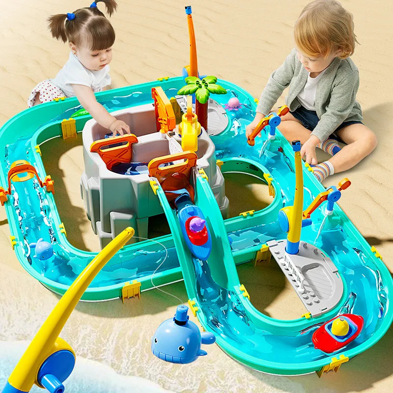 Todler Kids Toys Outdoor Water Table Toy Water Surfing Adventure Water Toys Fishing Toys Summer Parent-child Interaction Game