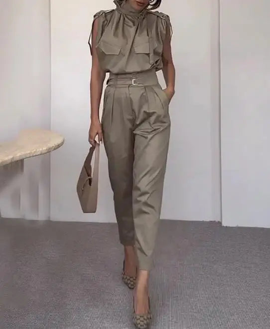 Summer Outfits for Women 2024 Two Pieces Set Fashion Casual Solid Loose Pants Two Piece Set Temperament Commuting