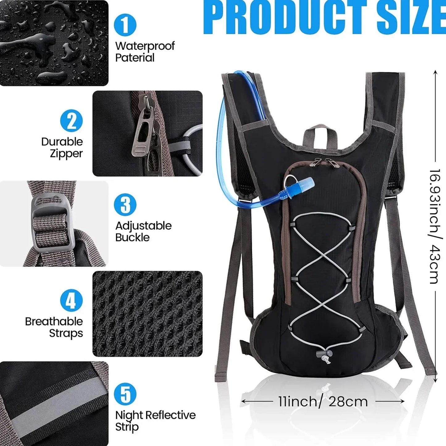 Outdoor bicycle backpack,sports backpack with water bag,portable waterproof and wear-resistant hiking bag,used for sports travel