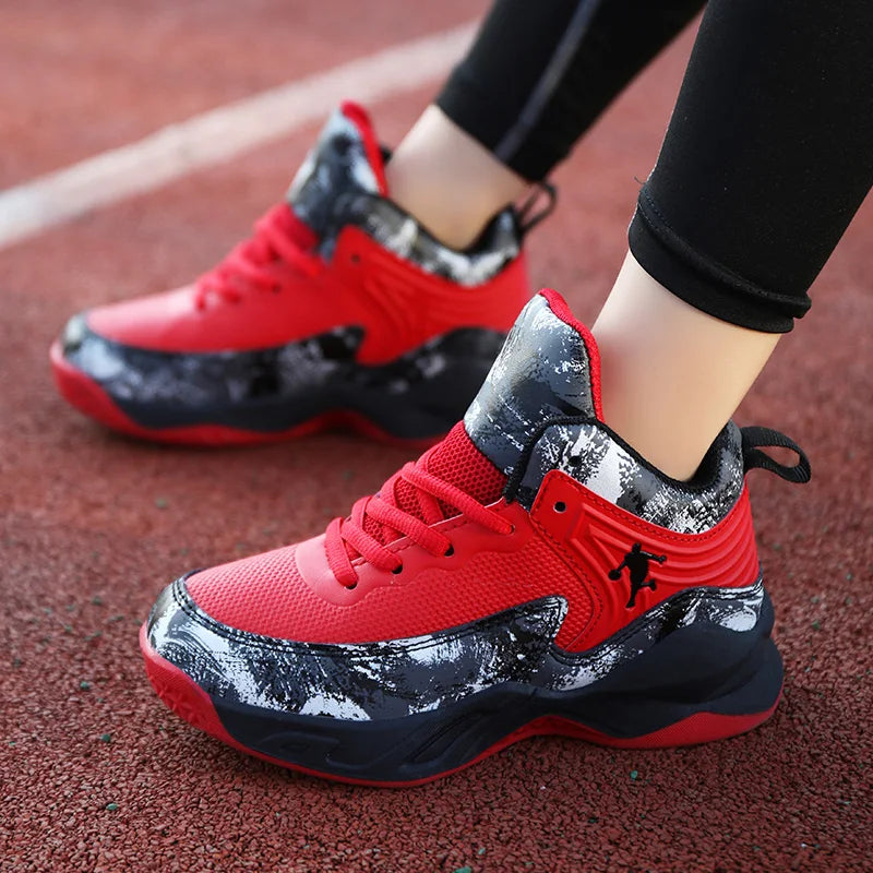 Non-slip Boy's Basketball Shoes Fashion Children Sneakers High-top Kid's Sports Shoes Durable Lightweight Walking Running Shoes