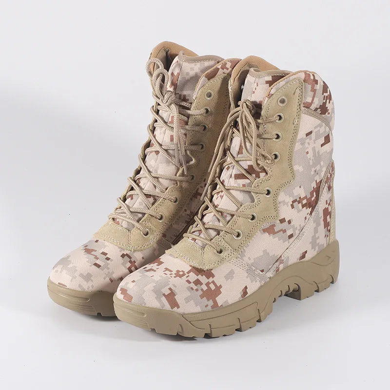 Outdoor Training Men Tactical Boots High-Top Desert Shoes Camouflage Combat Hunting Climbing Botas Hiking Shoes