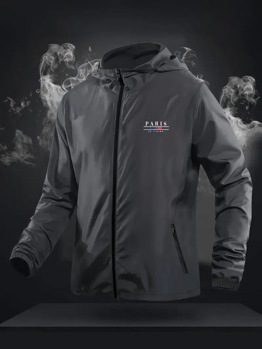 Summer men breathable lightweight windproof hooded casual sunscreen suitable for fitness running outdoor activities jacket