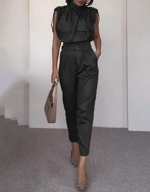 Summer Outfits for Women 2024 Two Pieces Set Fashion Casual Solid Loose Pants Two Piece Set Temperament Commuting