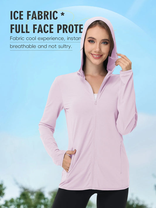 Women Sun Protective Clothing Outdoor Beach Summer Cover Up Lightweight Breathable UV Blocking Casual Fashion Long Sleeve Jacket