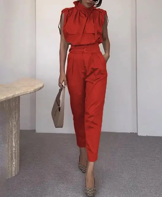 Summer Outfits for Women 2024 Two Pieces Set Fashion Casual Solid Loose Pants Two Piece Set Temperament Commuting