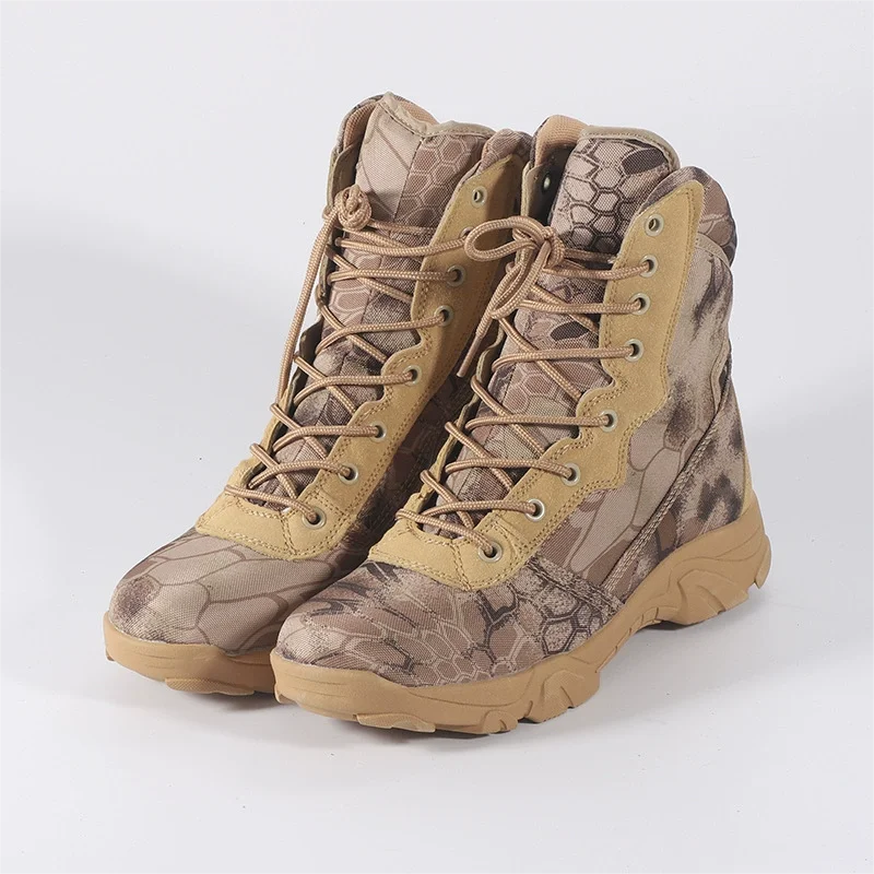 Outdoor Training Men Tactical Boots High-Top Desert Shoes Camouflage Combat Hunting Climbing Botas Hiking Shoes