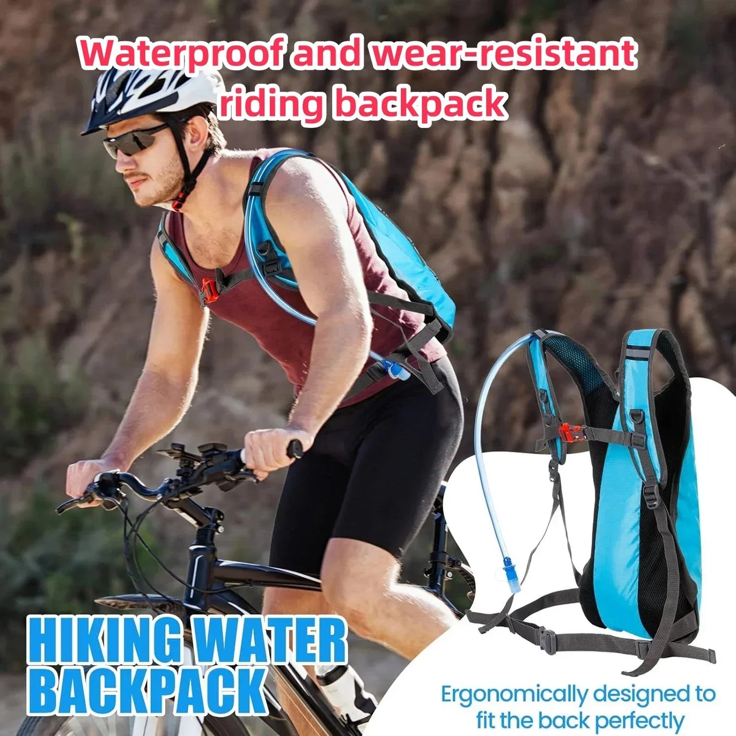 Outdoor bicycle backpack,sports backpack with water bag,portable waterproof and wear-resistant hiking bag,used for sports travel
