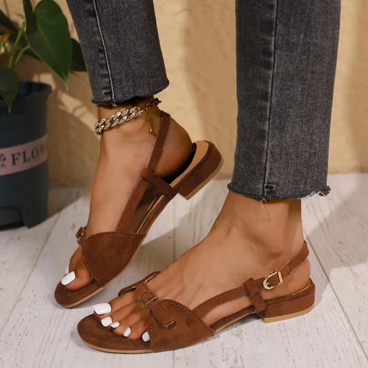 Summer Outdoor Wear Thick-soled French Sandals Women 2025 New Simple Outdoor Comfortable Roman Women's Sandals.