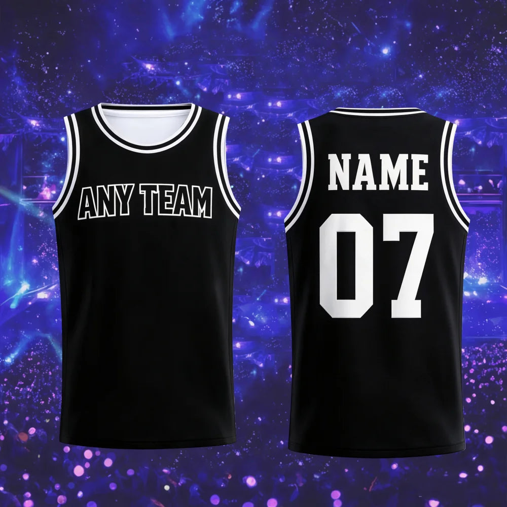 Custom Black Basketball Jersey NO.07 Personalized Street Sports Jersey Birthday Gift Kpop Fans Casual Vest Tank Tops