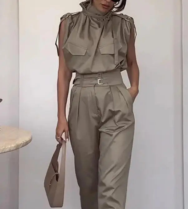 Summer Outfits for Women 2024 Two Pieces Set Fashion Casual Solid Loose Pants Two Piece Set Temperament Commuting