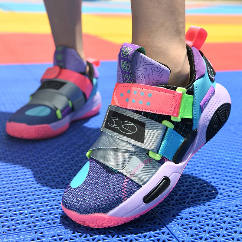 Children Girls Basketball Shoes Cushioned Shock Absorption Comfy Athletic Sports Running Outdoor Non-slip Walking For Kids Boys