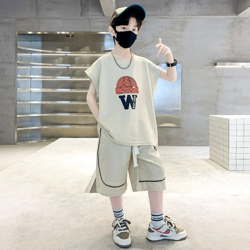 Kids New Summer Printed Clothing Set For Boys Casual Short Sleeve T-shirt Shorts 2 Pieces Tracksuit Costume Fashion Child Outfit