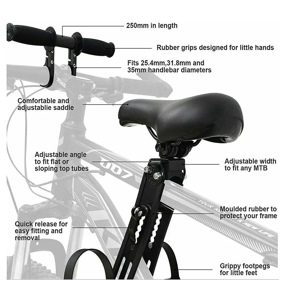 Child Bicycle Seat MTB Front Frame Kids Saddle With Safety Handlebar Road Bike Baby Seat Cushion Bicycle Accessories