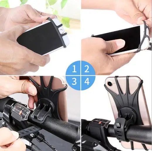 360 Degrees Rotatable Silicone Bicycle Phone Holder Accessories For iPhone Riding Bike Motorcycle Stand Bracket Non-slip Cycling