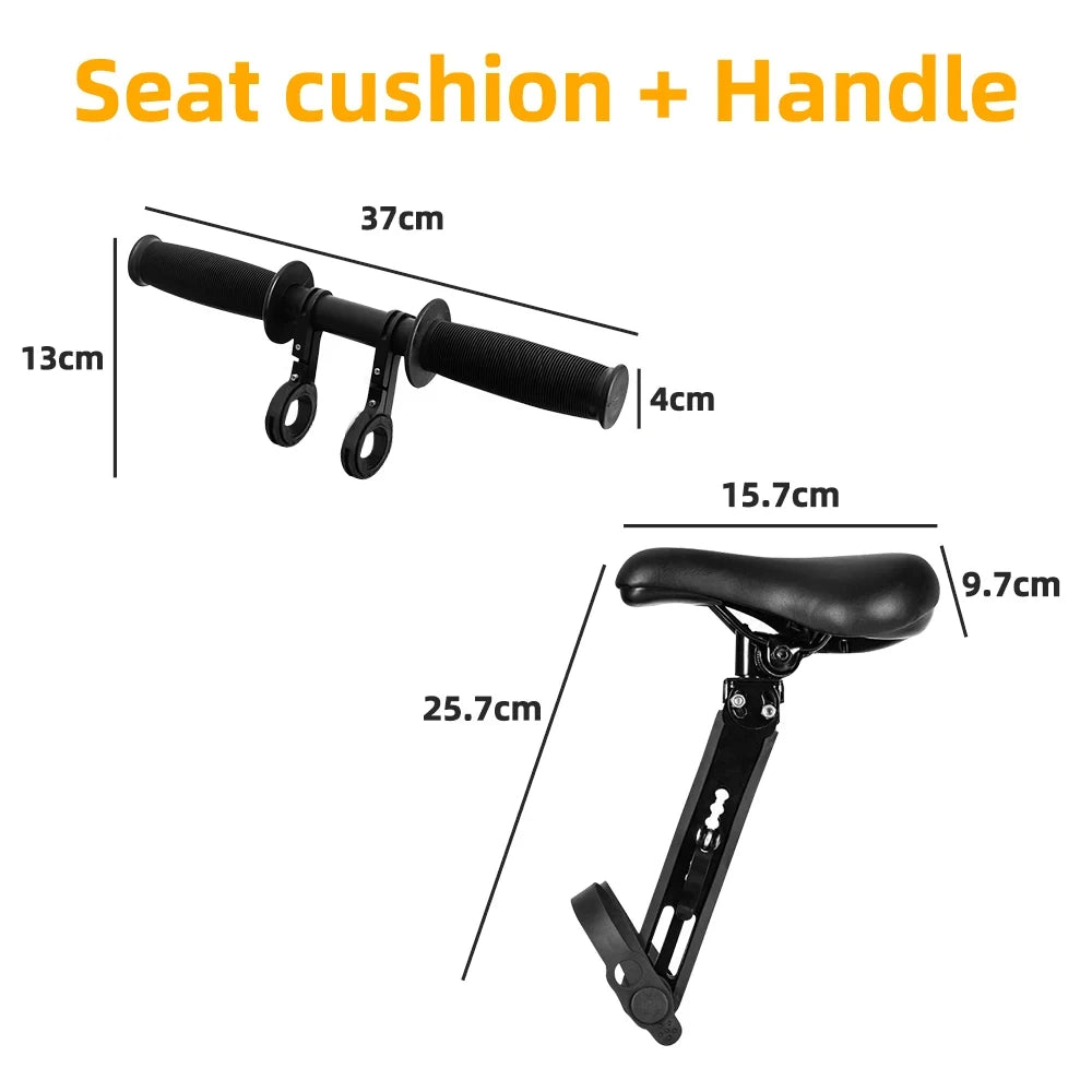 Adjustable Kids Front Bike Seat Universal Child Safety Saddle with Handlebar Pedals Quick Release Mount Parent-Child Cycle Seat