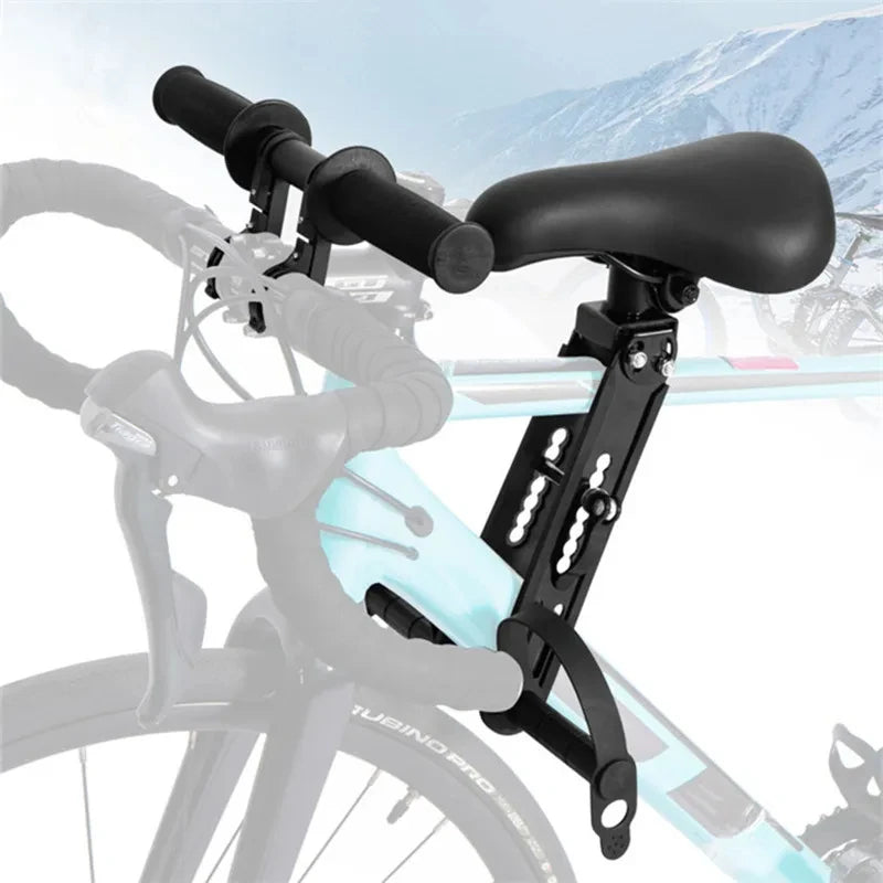 Adjustable Kids Front Bike Seat Universal Child Safety Saddle with Handlebar Pedals Quick Release Mount Parent-Child Cycle Seat