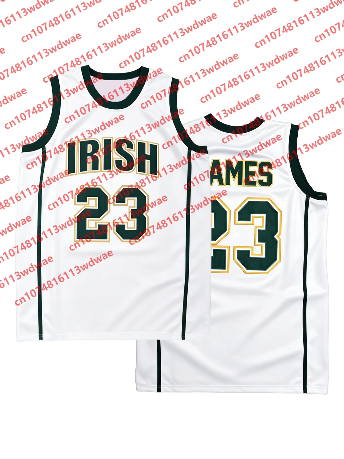 2026 New James 23 Fighting Irish High School Basketball Jersey Men Sleeveless Retro Fan Sports Tank Top Streetwear KID Uniform