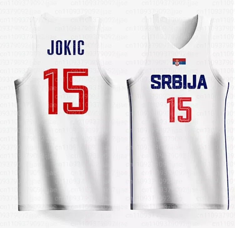 Basketball Jerseys  Srbija 15 Jokic Jersey Sewing Cheap High Quality Outdoor Sportswear Navy Blue White Fashion FamilyMatching