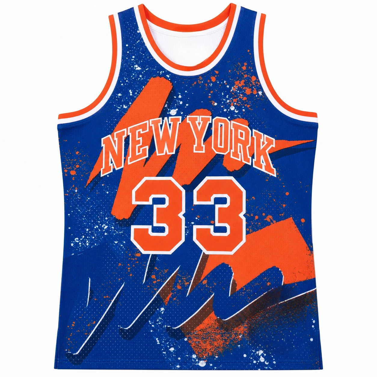 33 New York Knicks Graffiti Basketball Jersey Splash Art Print Breathable Mesh Sleeveless Fan Sport Tank Uniform Kids and Family