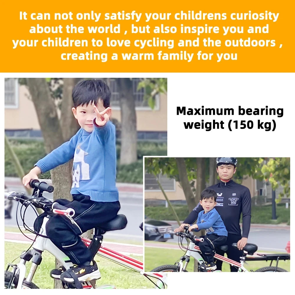 Adjustable Kids Front Bike Seat Universal Child Safety Saddle with Handlebar Pedals Quick Release Mount Parent-Child Cycle Seat