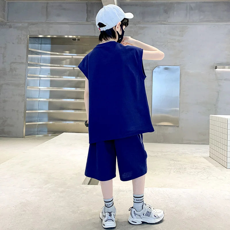 Kids New Summer Printed Clothing Set For Boys Casual Short Sleeve T-shirt Shorts 2 Pieces Tracksuit Costume Fashion Child Outfit