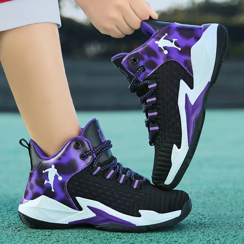 Children's Basketball Shoes New Style Boys Girls' Sports Trainers Student Fashion Mesh Breathable Running Sneakers Kids Footwear