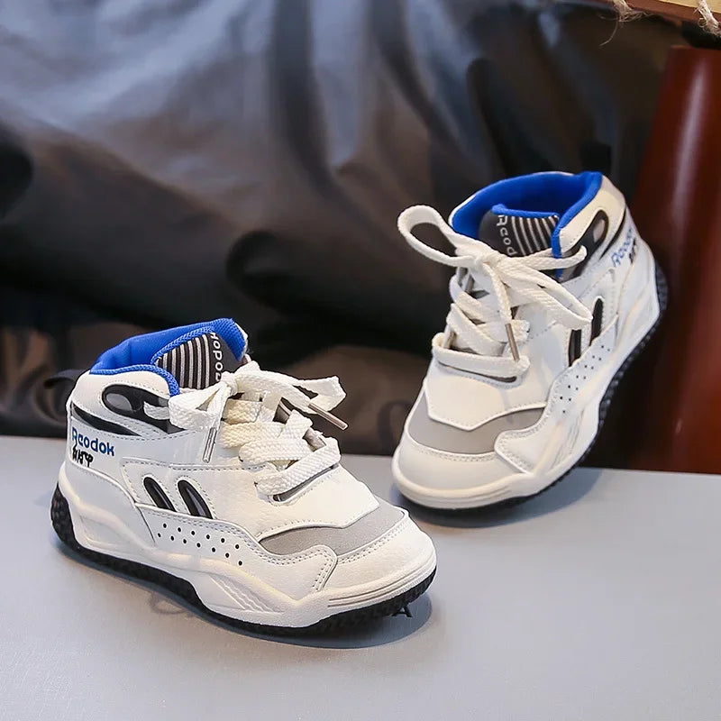 Kids Basketball Shoes High Top Handsome Boys Sports Shoes Casual Soft Bottom 2025 Autumn New Children Fashion Shoes Non-slip