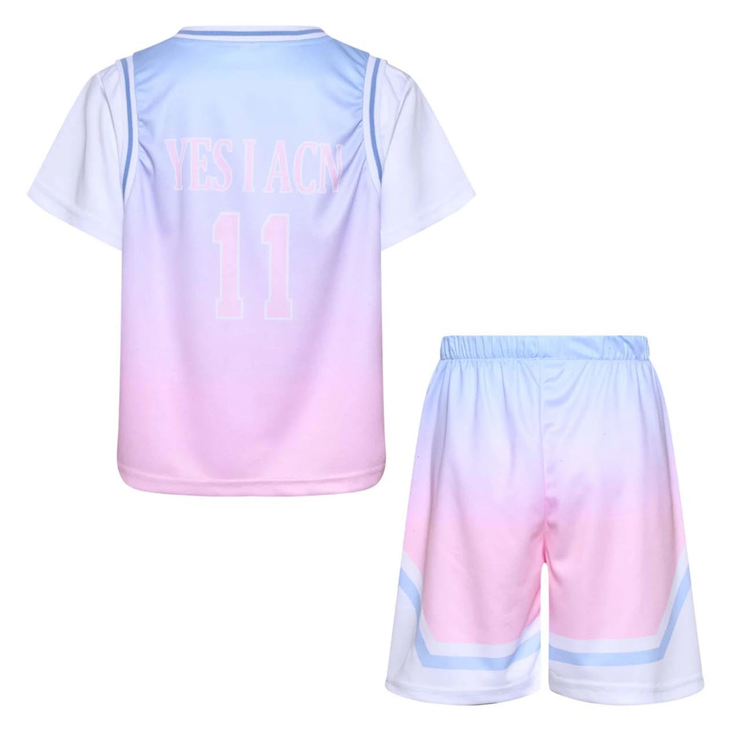 Girls Basketball Jerseys Sports Set Letter Printed Short Sleeve T-shirt with Elastic Waistband Shorts Athletic Training Uniforms