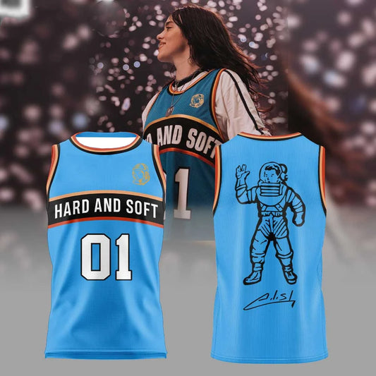 Summer New Billie Eilish Hard and Soft Themed Basketball Jersey Sports Vest Breathable Casual Streetwear Fans Family Kids Tees