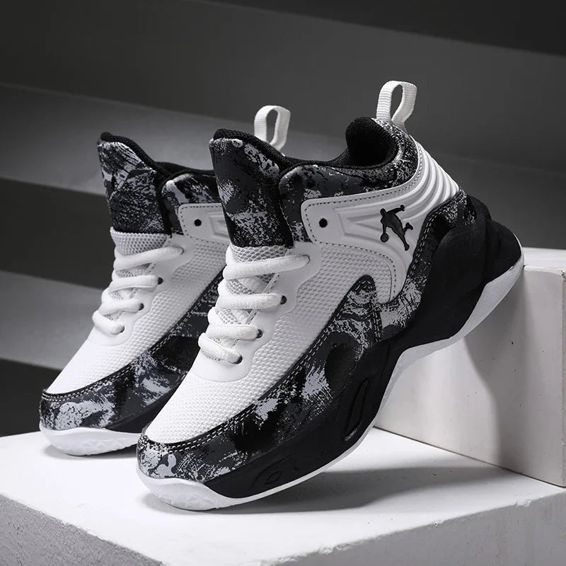 Non-slip Boy's Basketball Shoes Fashion Children Sneakers High-top Kid's Sports Shoes Durable Lightweight Walking Running Shoes