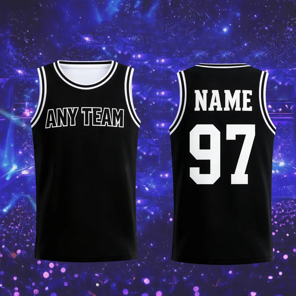Custom Black Basketball Jersey NO.07 Personalized Street Sports Jersey Birthday Gift Kpop Fans Casual Vest Tank Tops