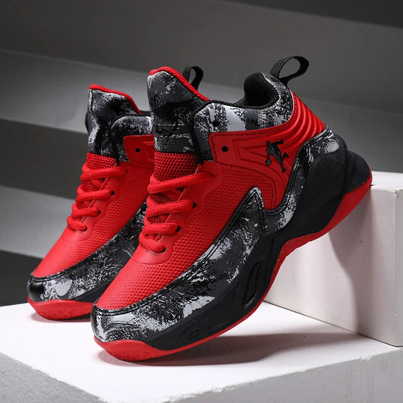 Non-slip Boy's Basketball Shoes Fashion Children Sneakers High-top Kid's Sports Shoes Durable Lightweight Walking Running Shoes