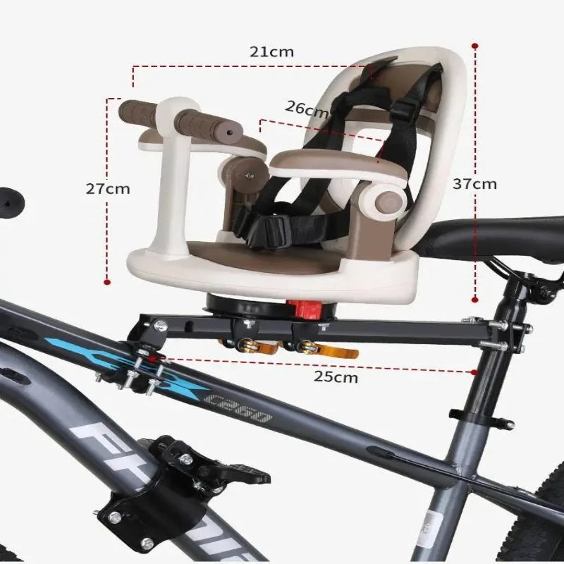 Rotatable & Foldable Front Mount Kids Bike Seat Safety Anti-Drop Bicycle Saddle for Mountain Bike