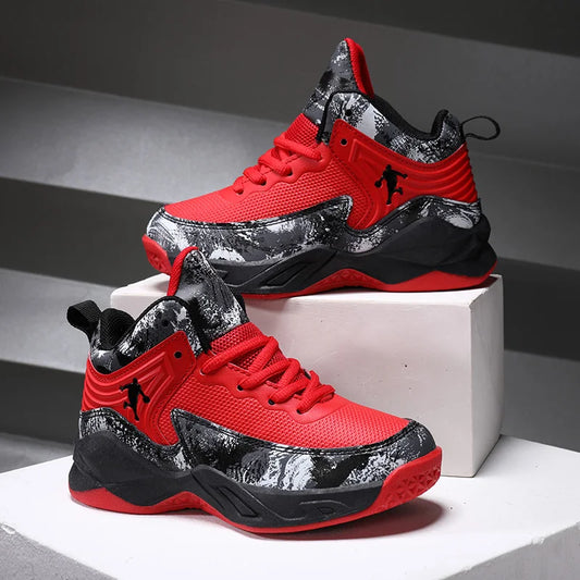 Non-slip Boy's Basketball Shoes Fashion Children Sneakers High-top Kid's Sports Shoes Durable Lightweight Walking Running Shoes