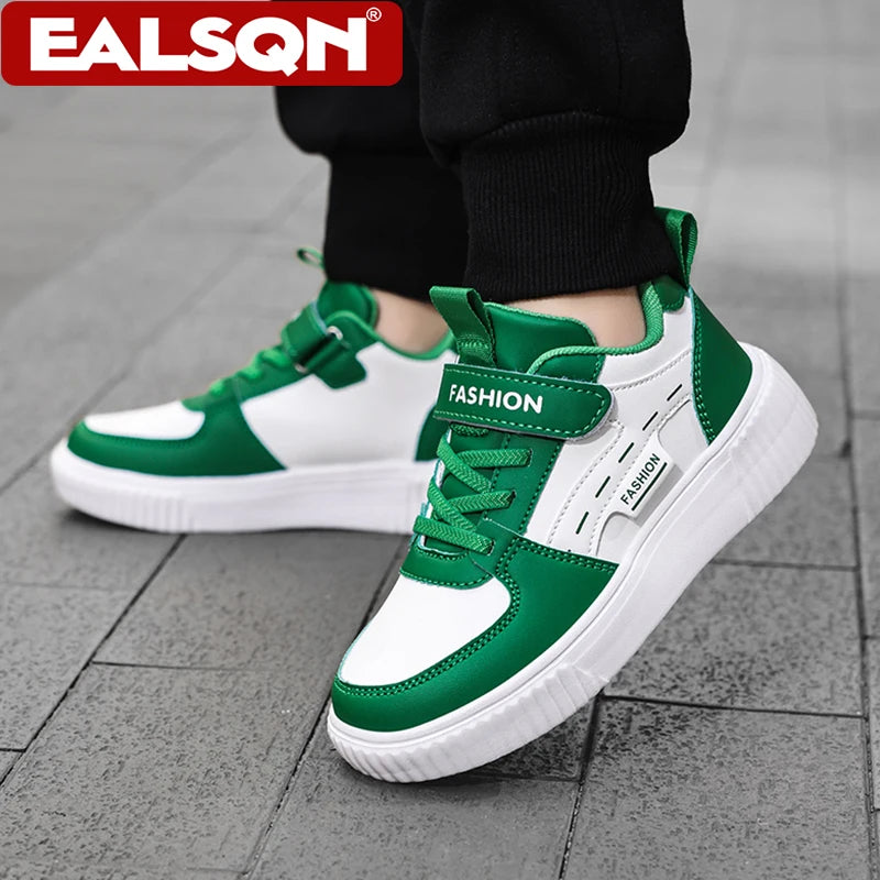 Kids PU Leather Sneakers Casual Basketball Shoes for Boys Trendy Sports Trainers Breathable Non-slip Children Footwear