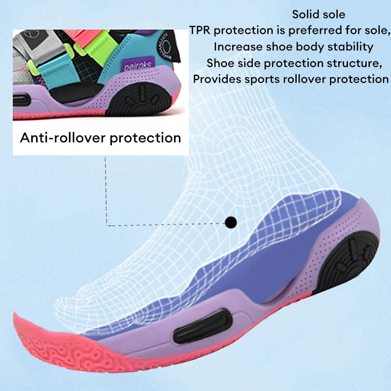 Children Girls Basketball Shoes Cushioned Shock Absorption Comfy Athletic Sports Running Outdoor Non-slip Walking For Kids Boys