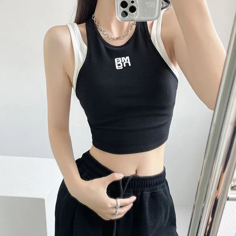 Summer Women Versatile Outside Designer Vest Lady Vacation Color Blocking Tops Female Comfortable Streetwear Gothic Clothes