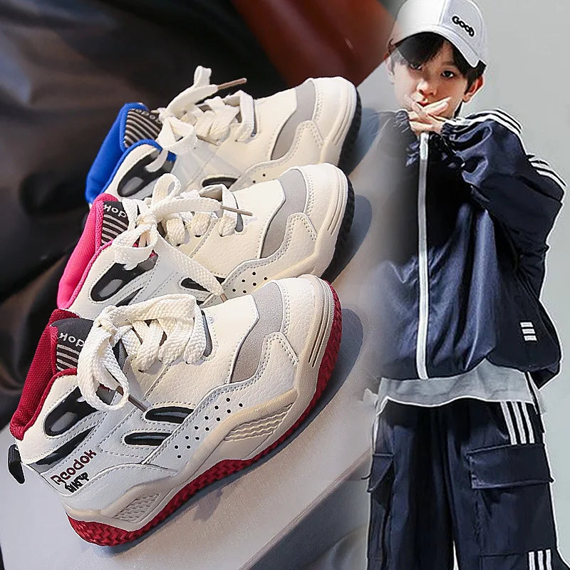 Kids Basketball Shoes High Top Handsome Boys Sports Shoes Casual Soft Bottom 2025 Autumn New Children Fashion Shoes Non-slip