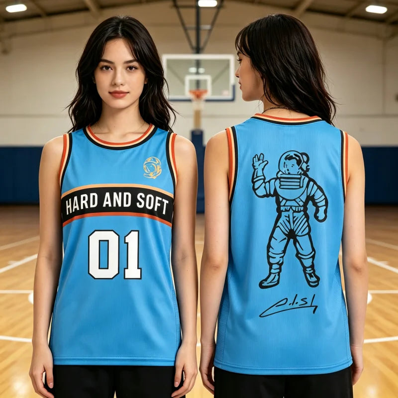 Summer New Billie Eilish Hard and Soft Themed Basketball Jersey Sports Vest Breathable Casual Streetwear Fans Family Kids Tees