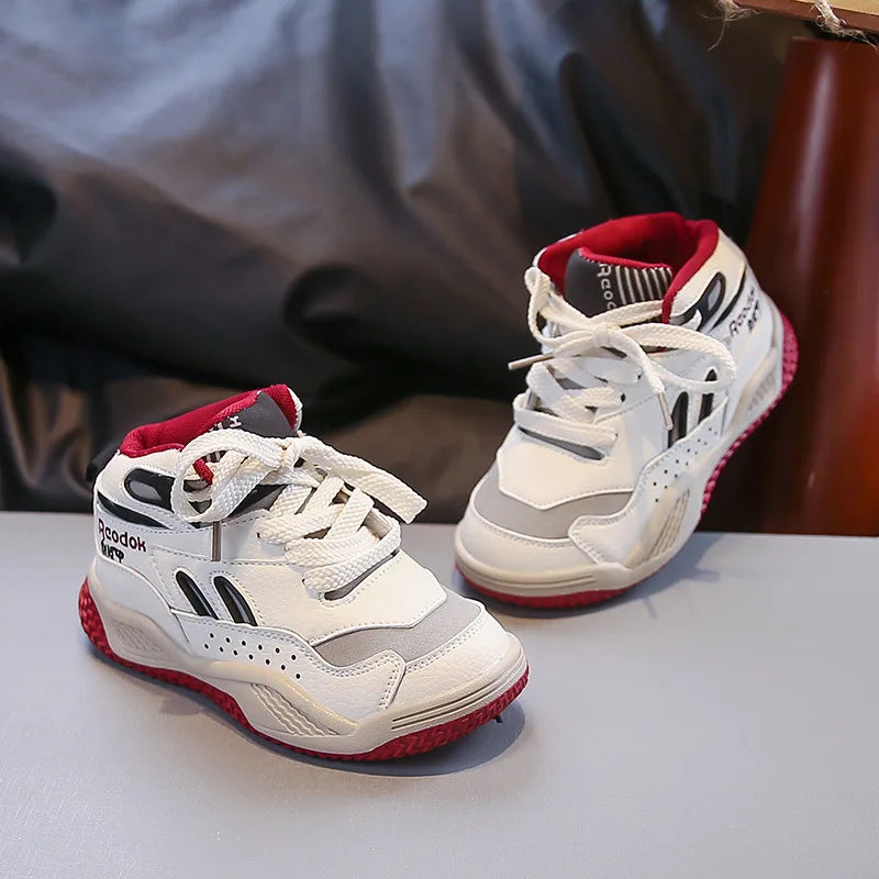 Kids Basketball Shoes High Top Handsome Boys Sports Shoes Casual Soft Bottom 2025 Autumn New Children Fashion Shoes Non-slip