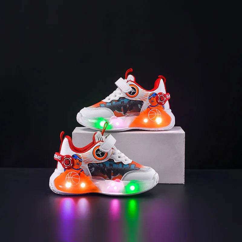 Kids Shoes 2026 New Wear‑Resistant LED Light-Up Boys Luminous Shoes Breathable Mesh Basketball Casual Sports Sneakers