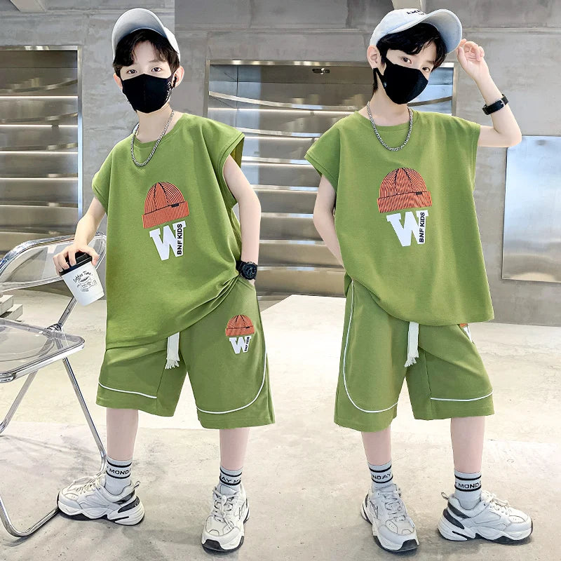 Kids New Summer Printed Clothing Set For Boys Casual Short Sleeve T-shirt Shorts 2 Pieces Tracksuit Costume Fashion Child Outfit