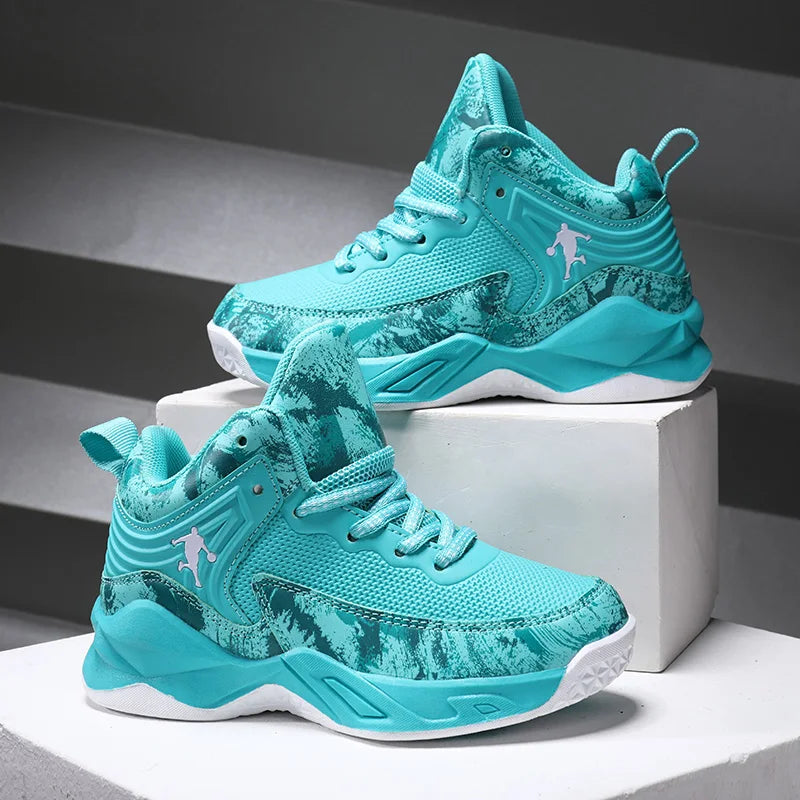 Non-slip Boy's Basketball Shoes Fashion Children Sneakers High-top Kid's Sports Shoes Durable Lightweight Walking Running Shoes