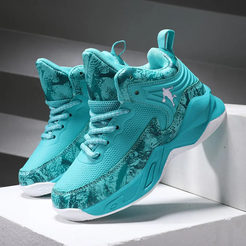 Non-slip Boy's Basketball Shoes Fashion Children Sneakers High-top Kid's Sports Shoes Durable Lightweight Walking Running Shoes