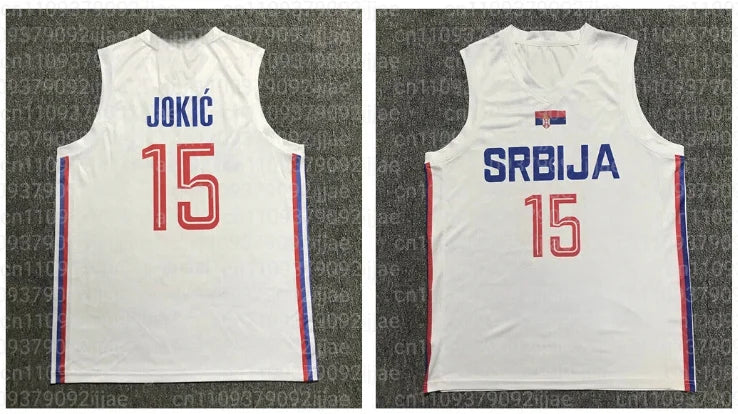 Basketball Jerseys  Srbija 15 Jokic Jersey Sewing Cheap High Quality Outdoor Sportswear Navy Blue White Fashion FamilyMatching