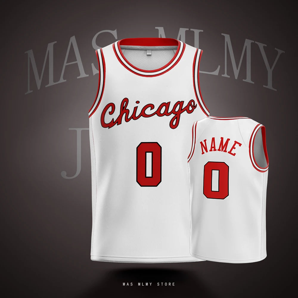 Customized Team Chicago Basketball Jerseys Printed Kids Youth and Adult with Any Name and Number Personalized DIY Sports Shirts