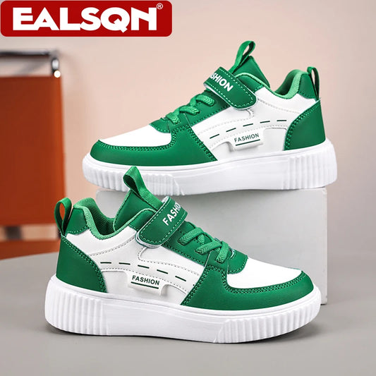 Kids PU Leather Sneakers Casual Basketball Shoes for Boys Trendy Sports Trainers Breathable Non-slip Children Footwear