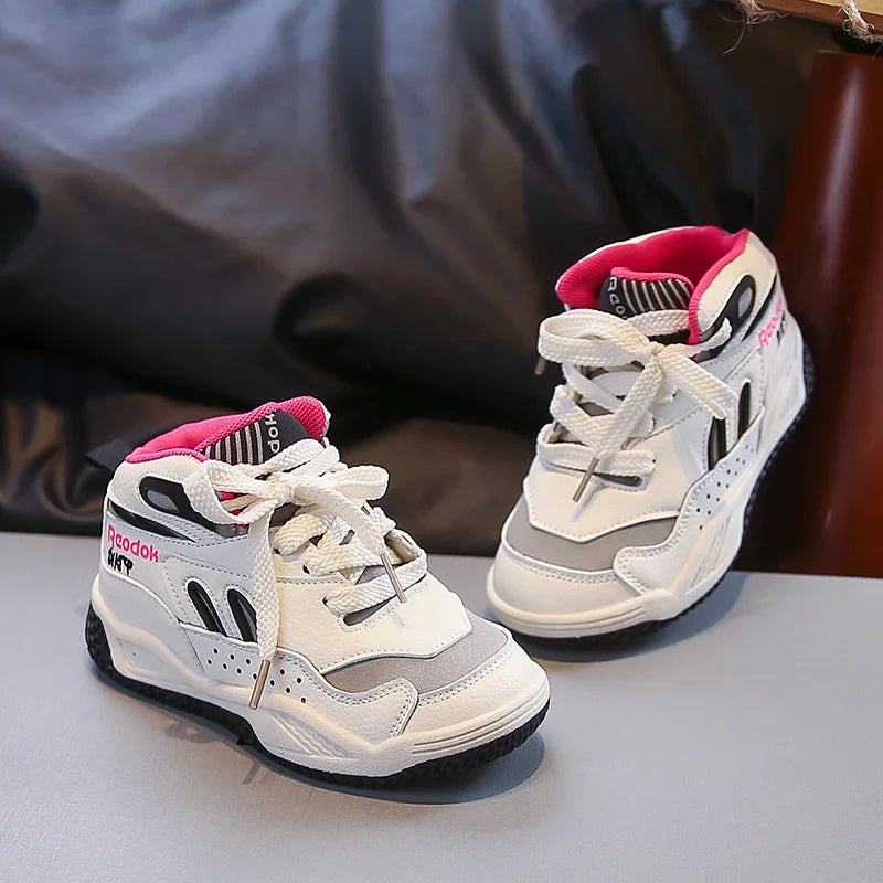 Kids Basketball Shoes High Top Handsome Boys Sports Shoes Casual Soft Bottom 2025 Autumn New Children Fashion Shoes Non-slip