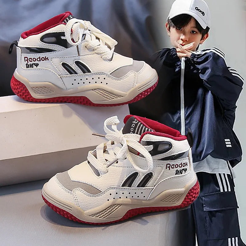 Kids Basketball Shoes High Top Handsome Boys Sports Shoes Casual Soft Bottom 2025 Autumn New Children Fashion Shoes Non-slip